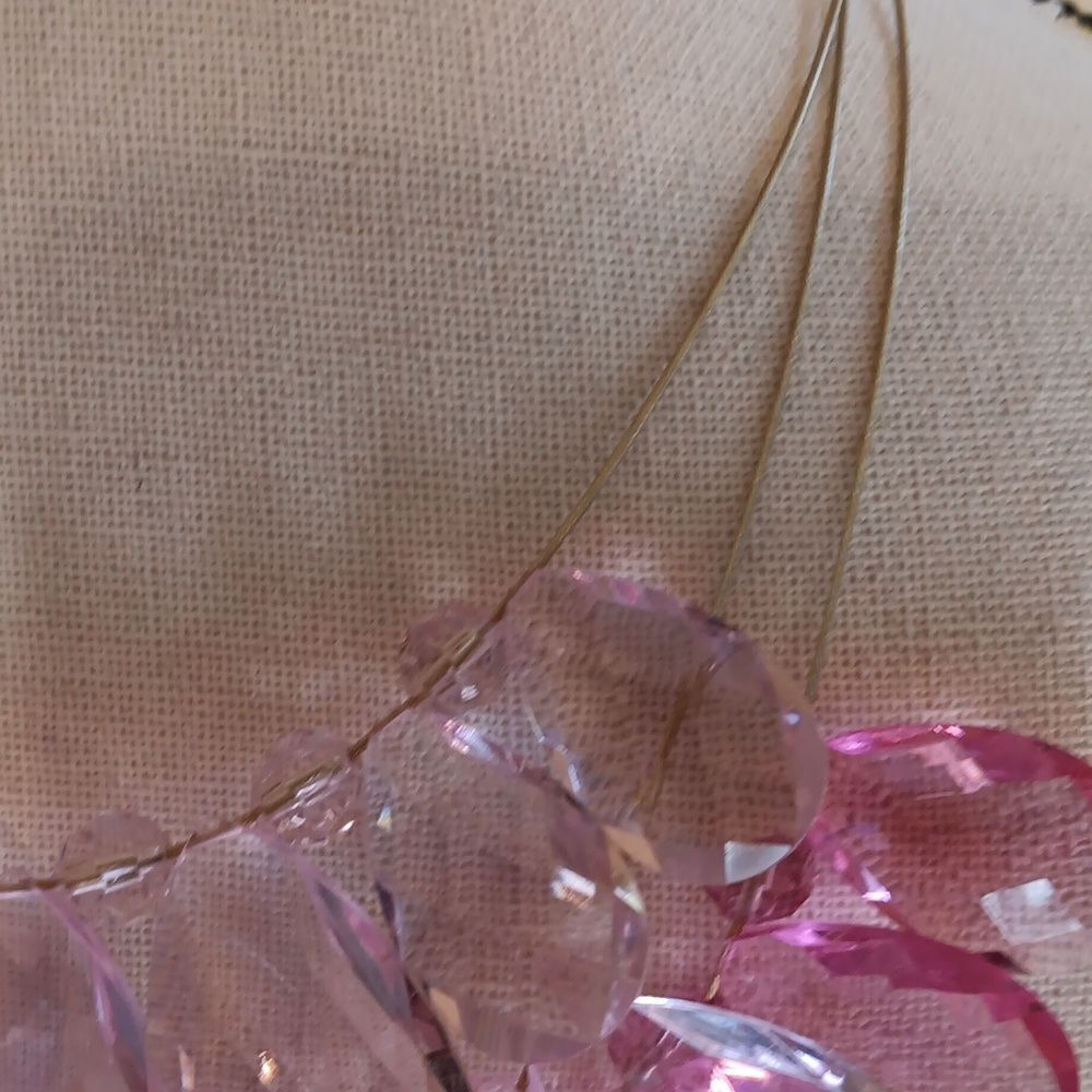 Joan Rivers Elegant Three Row Faceted Pink Drops Statement Necklace. Sparkly. - Picture 4 of 9
